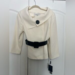 Tahari Women's Ivory Jacket with Black Belt